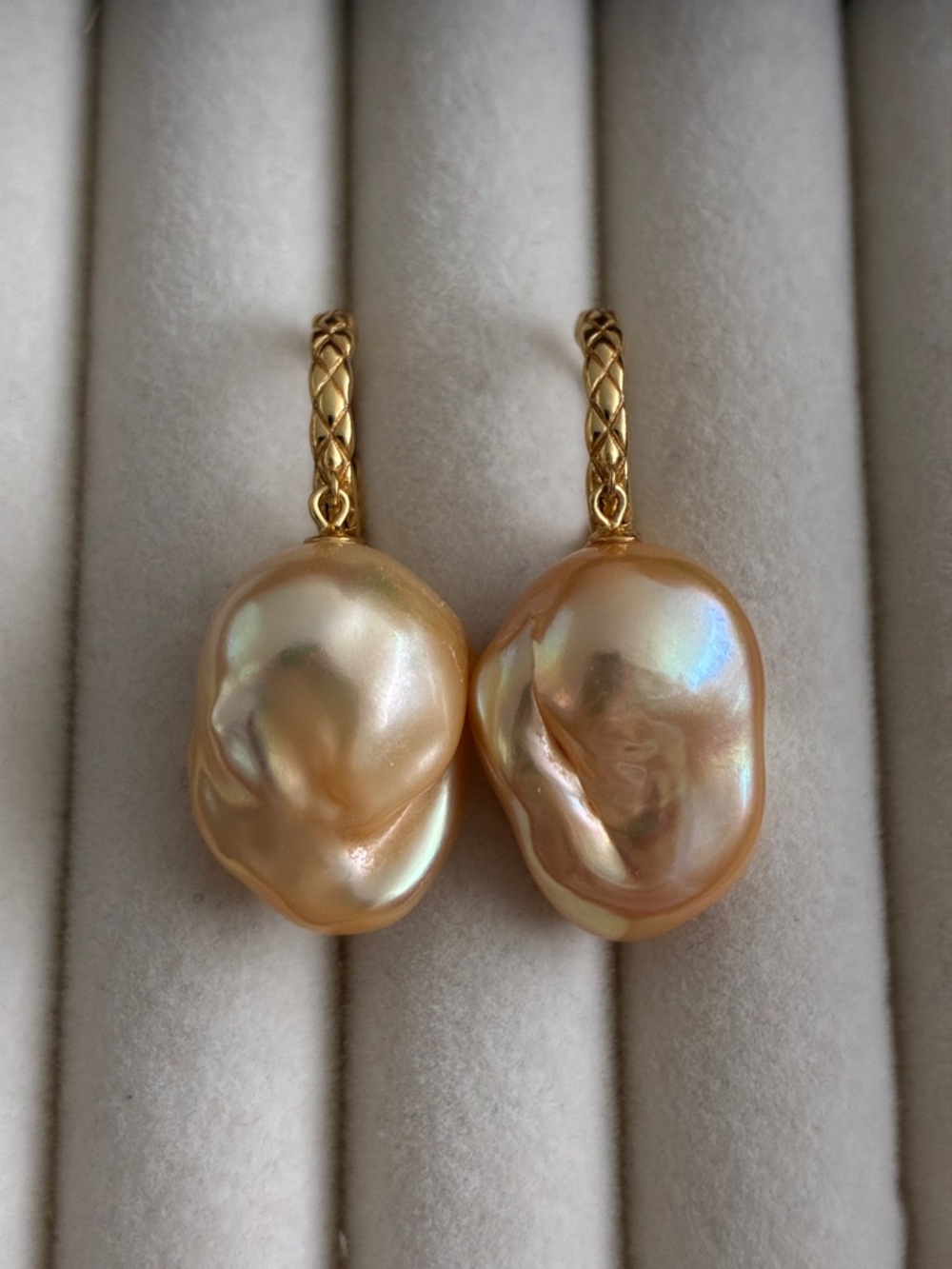 Gold Baroque Pearl Drop Earrings - Elegant Women Jewelry